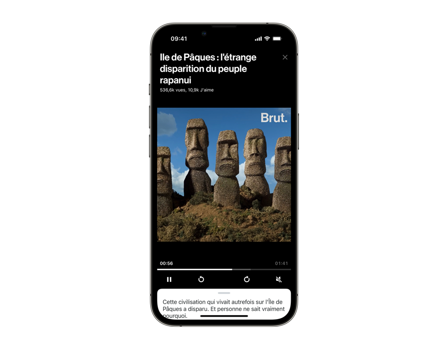 Brut. video player screenshot on device