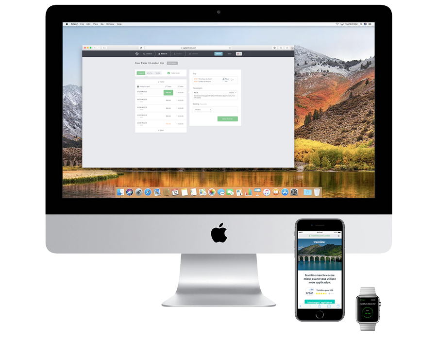Capitaine Train web, mobile and watch apps