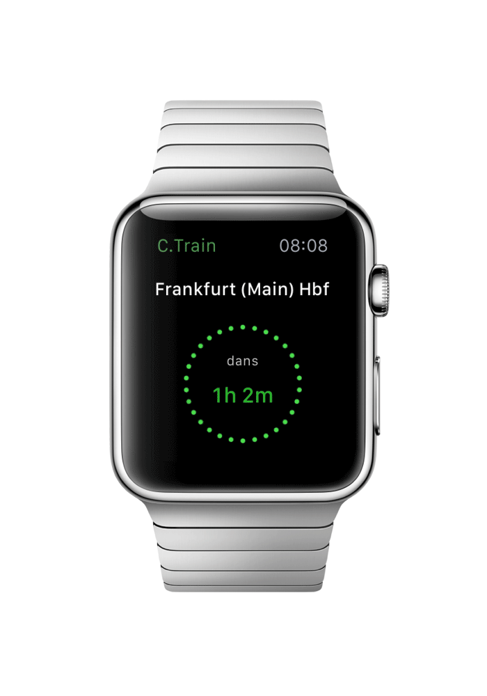 watch app, one hour left before departure