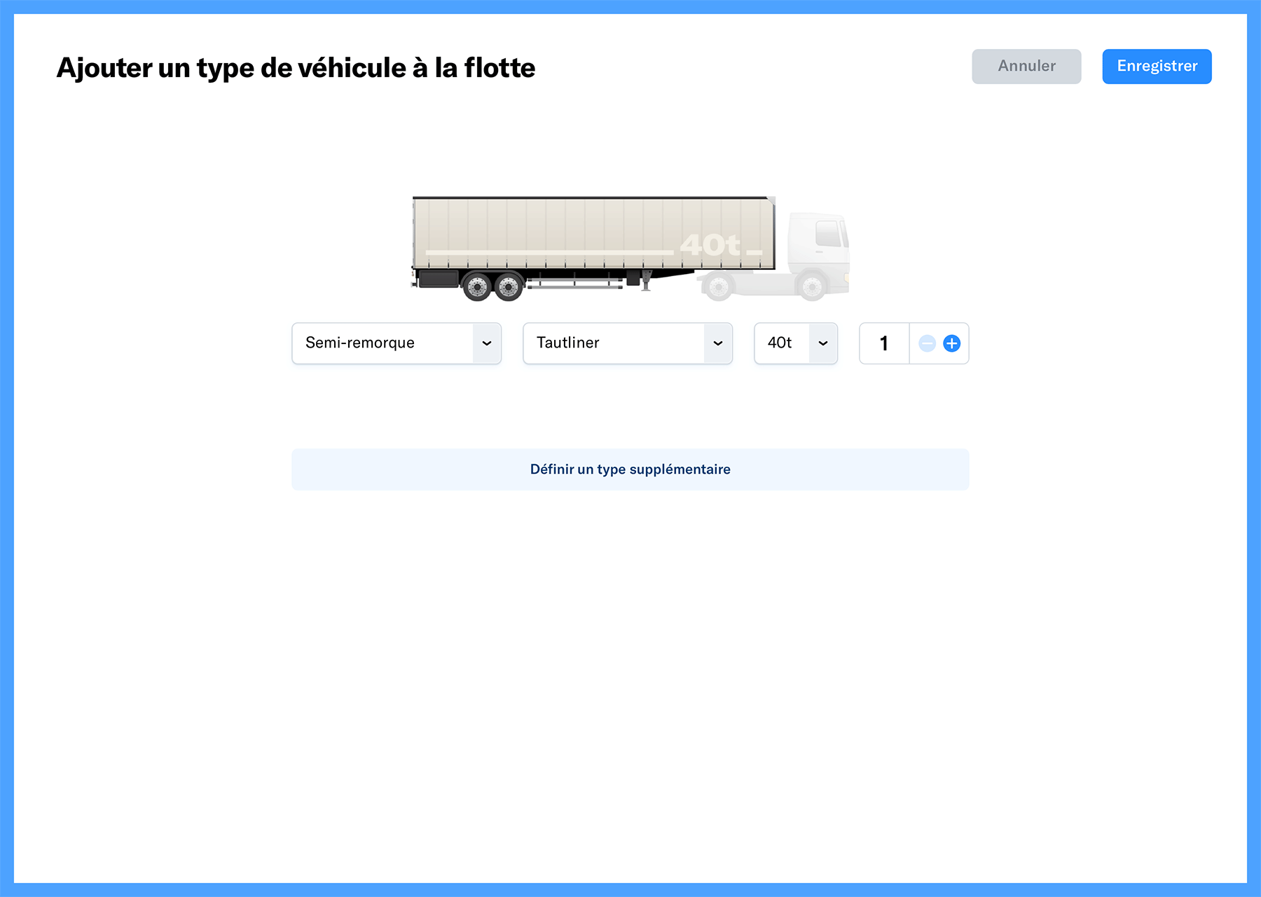 configuration de la flotte d'un transporteur