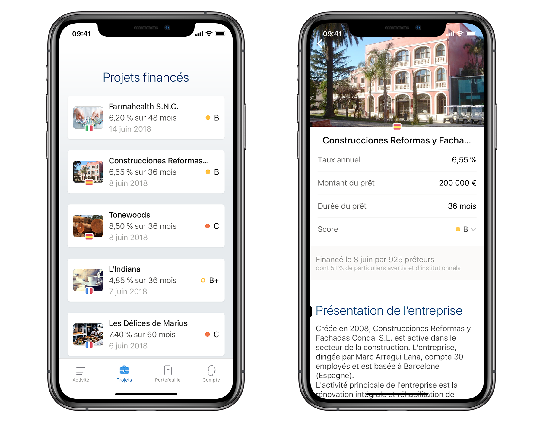 application mobile, présentation des projets
