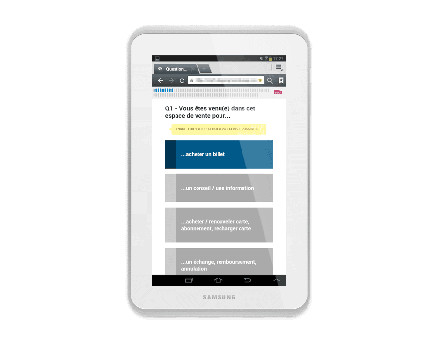 SNCF field study app in device